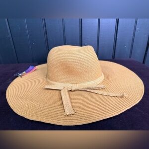 Chic Paper Straw Tan Wide-Brim Hat New